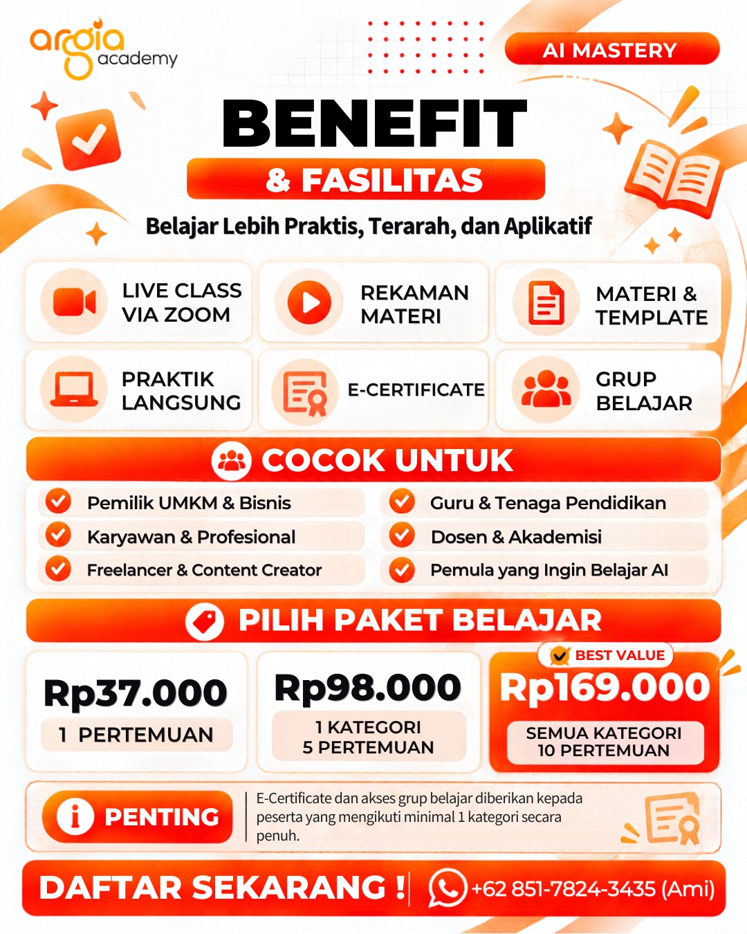 Benefit & Paket Biaya AI Mastery Batch 6